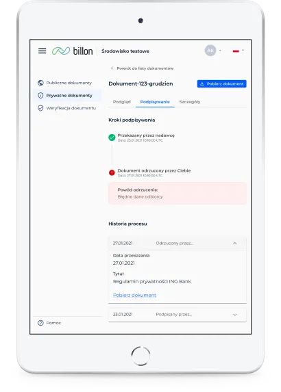 Billon iPad document detail view