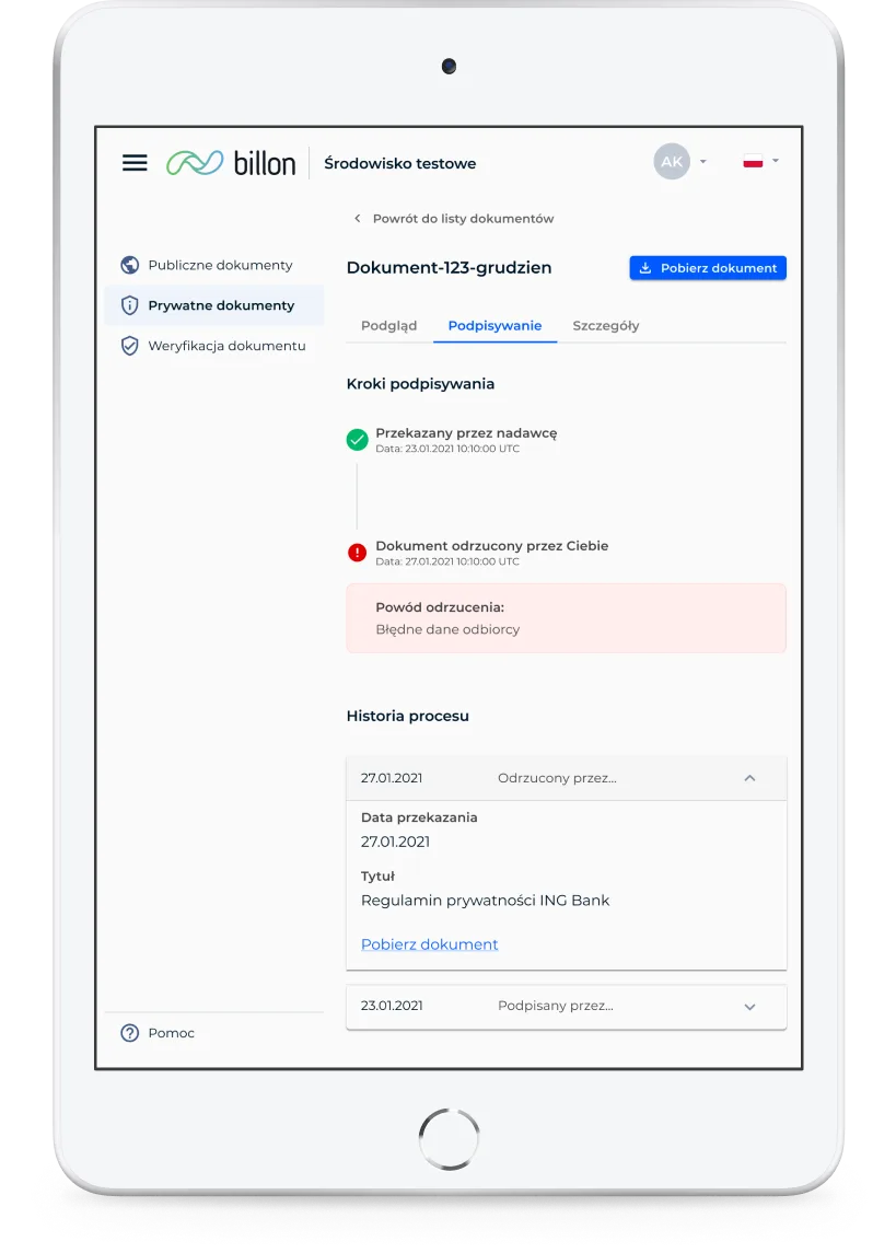 Billon document reader mobile interface slide 2
