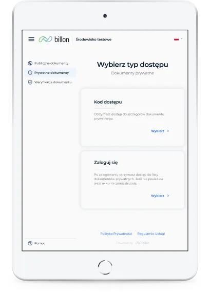 Billon iPad document signing screen