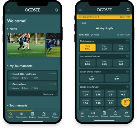 Oddsee betting tournament app interface overview
