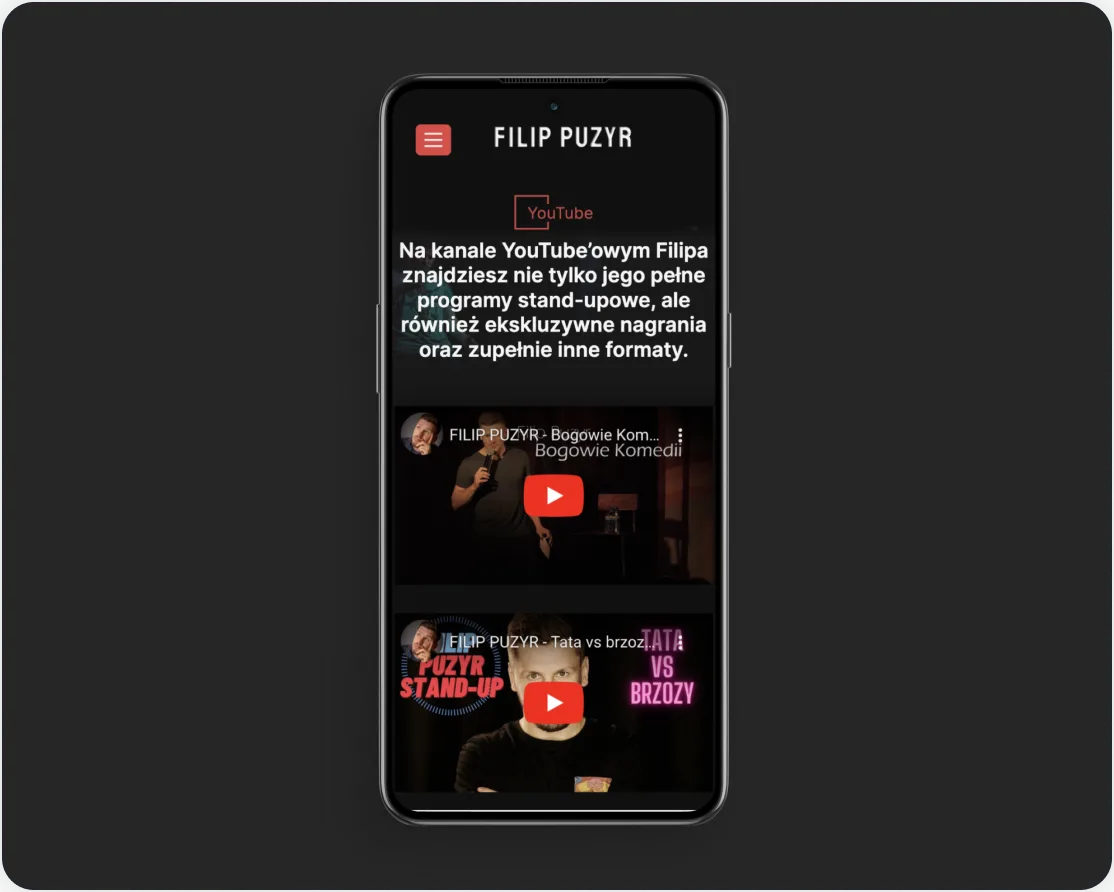Filip Puzyr website desktop and mobile responsive design