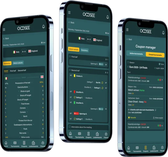 Oddsee statistics and events list interface