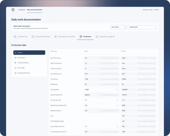 Dredging Operations user profiles interface