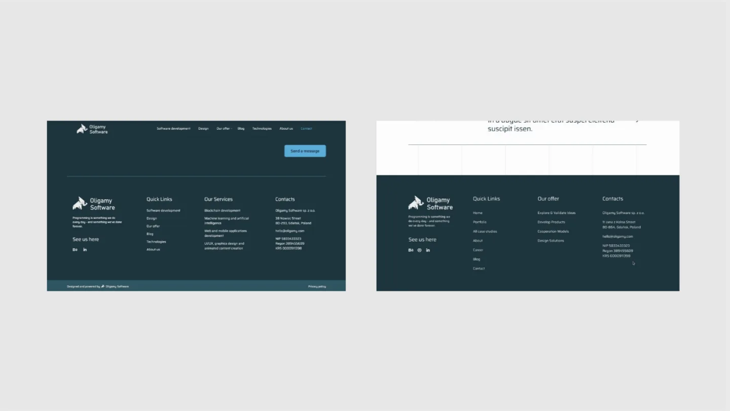 Oligamy Software new website design showcase