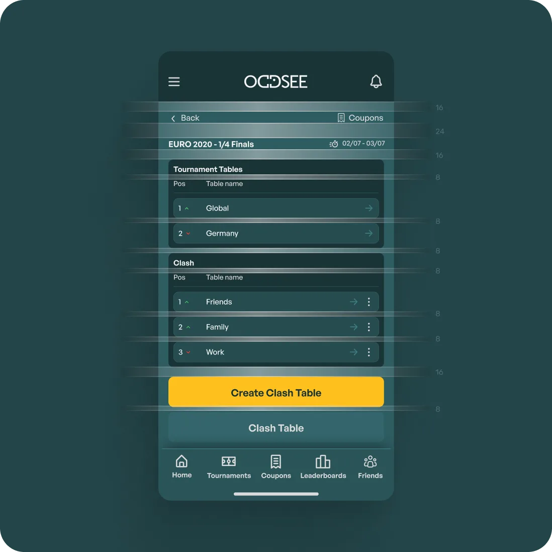 Oddsee UI component design details tablet view