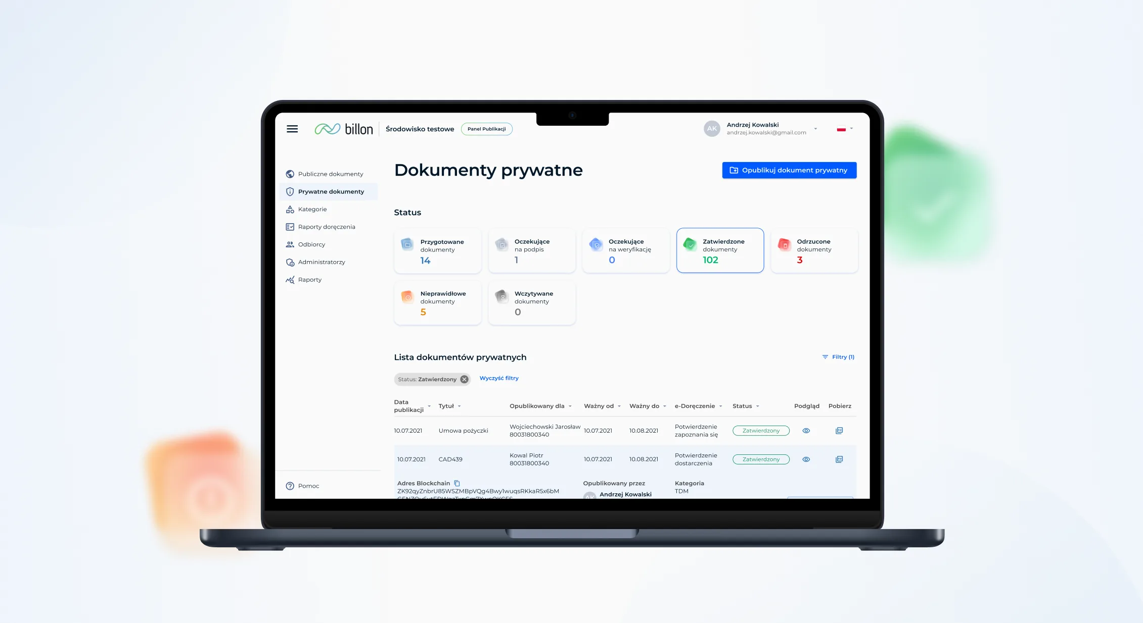 billon private documents view