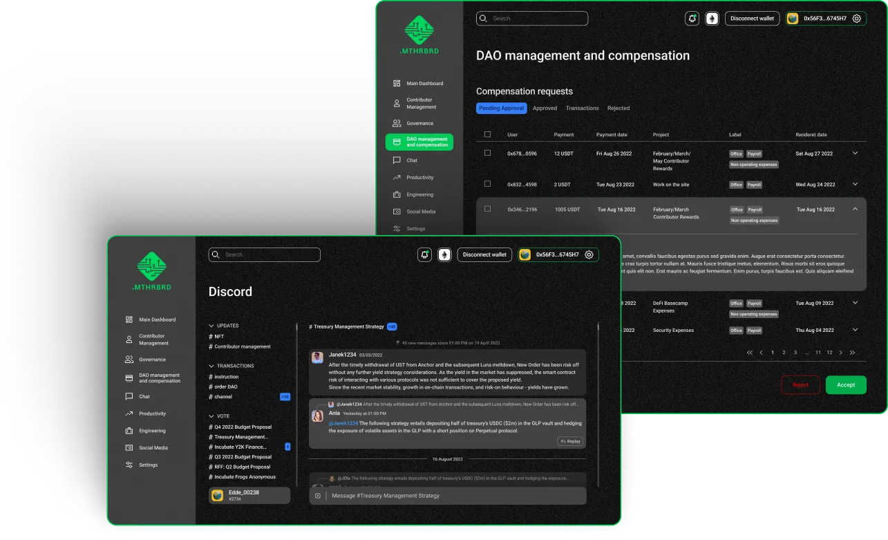 MTHRBRD treasury overview interface